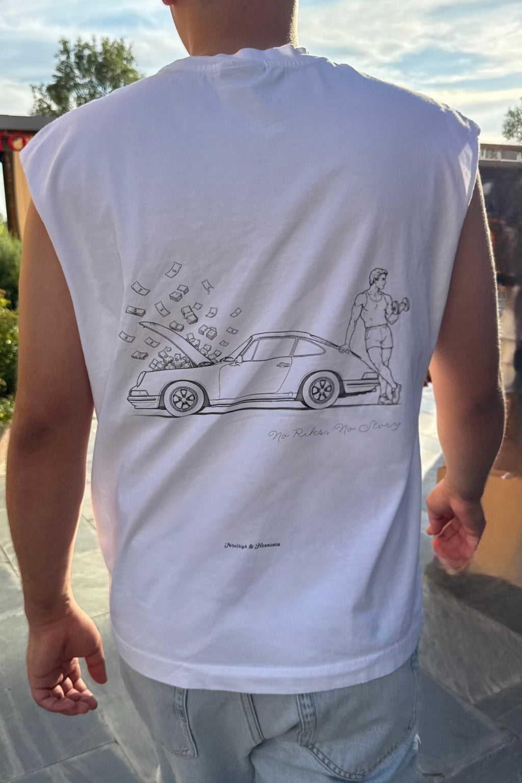 No Risks. No Story Sleeveless Tee — White